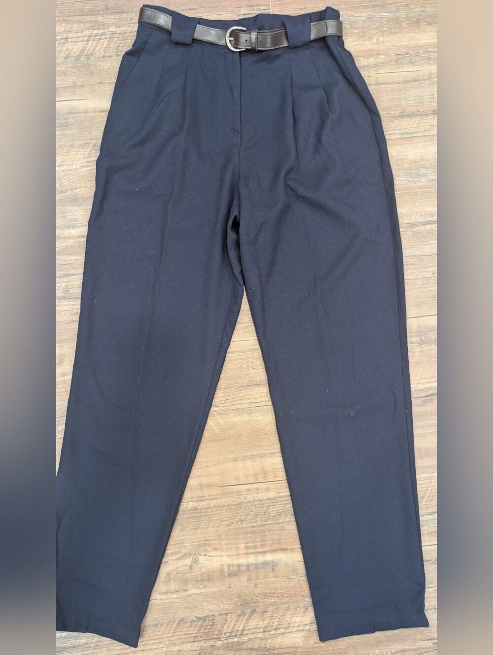 Christopher & Banks Women's Belted Navy Pants - Sleek Tailored Fit NWT